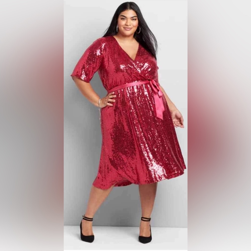 BRAND NEW pink sequin Lane Bryant dress size 22/24